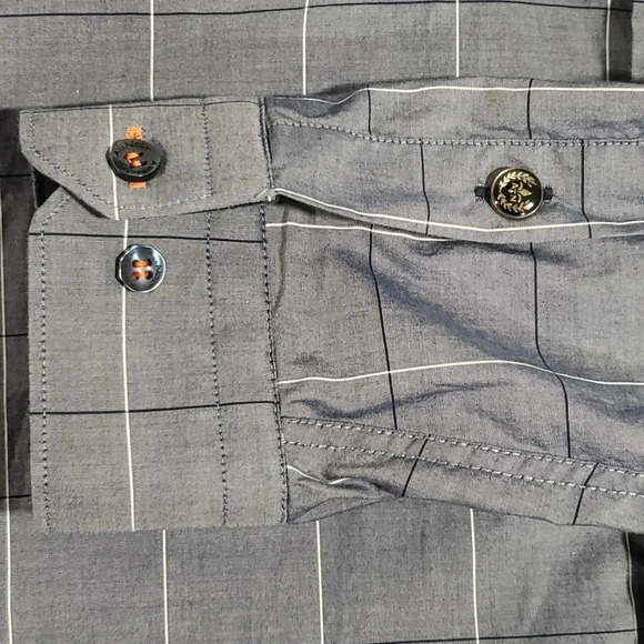 Au  Noir Mens Button Down Long Sleeve Dress Shirt,Size 4,Gray. - Picture 4 of 9
